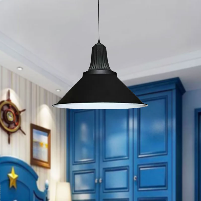 12"/14" W Extendable Cone Shade Metal Pendant Light Retro Style 1 Head Indoor Ceiling Hanging Light in Black Clearhalo 'Art Deco Pendants' 'Black' 'Cast Iron' 'Ceiling Lights' 'Ceramic' 'Crystal' 'Industrial Pendants' 'Industrial' 'Metal' 'Middle Century Pendants' 'Pendant Lights' 'Pendants' 'Rustic Pendants' 'Tiffany' Lighting' 758207