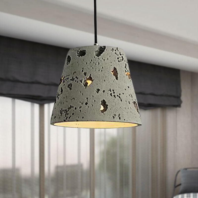 Ripple/Barrel/Loving Heart Shade Cement Hanging Light Industrial Style 1 Light Dining Room Pendant Light Fixture in Grey Clearhalo 'Ceiling Lights' 'Industrial Pendants' 'Industrial' 'Middle Century Pendants' 'Pendant Lights' 'Pendants' 'Tiffany' Lighting' 758256