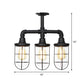 Black 3/4-Light Semi Mount Lighting Industrial Clear Glass Wire Cage Flush Lamp Fixture Clearhalo 'Ceiling Lights' 'Close To Ceiling Lights' 'Close to ceiling' 'Glass shade' 'Glass' 'Semi-flushmount' Lighting' 758484