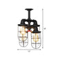 Black 3/4-Light Semi Mount Lighting Industrial Clear Glass Wire Cage Flush Lamp Fixture Clearhalo 'Ceiling Lights' 'Close To Ceiling Lights' 'Close to ceiling' 'Glass shade' 'Glass' 'Semi-flushmount' Lighting' 758494