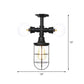 Antiqued Ball/Capsule Semi-Flush Ceiling Light 3 Bulbs Clear Glass Flush Mounted Lamp in Black with Cage Clearhalo 'Ceiling Lights' 'Close To Ceiling Lights' 'Close to ceiling' 'Glass shade' 'Glass' 'Semi-flushmount' Lighting' 758508