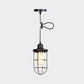 1 Light Hanging Ceiling Light Antiqued Cage Clear Glass Pendant Lamp Fixture in Black with Adjustable Cord Clearhalo 'Ceiling Lights' 'Glass shade' 'Glass' 'Industrial Pendants' 'Industrial' 'Middle Century Pendants' 'Pendant Lights' 'Pendants' 'Tiffany' Lighting' 758682