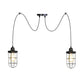 2/3/6-Bulb Clear Glass Multi Ceiling Light Industrial Black Caged Restaurant Swag Pendulum Lamp Clearhalo 'Ceiling Lights' 'Glass shade' 'Glass' 'Industrial Pendants' 'Industrial' 'Middle Century Pendants' 'Pendant Lights' 'Pendants' 'Tiffany' Lighting' 758685