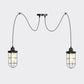 2/3/6-Bulb Clear Glass Multi Ceiling Light Industrial Black Caged Restaurant Swag Pendulum Lamp Clearhalo 'Ceiling Lights' 'Glass shade' 'Glass' 'Industrial Pendants' 'Industrial' 'Middle Century Pendants' 'Pendant Lights' 'Pendants' 'Tiffany' Lighting' 758686