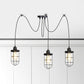 2/3/6-Bulb Clear Glass Multi Ceiling Light Industrial Black Caged Restaurant Swag Pendulum Lamp Clearhalo 'Ceiling Lights' 'Glass shade' 'Glass' 'Industrial Pendants' 'Industrial' 'Middle Century Pendants' 'Pendant Lights' 'Pendants' 'Tiffany' Lighting' 758689