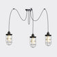 2/3/6-Bulb Clear Glass Multi Ceiling Light Industrial Black Caged Restaurant Swag Pendulum Lamp Clearhalo 'Ceiling Lights' 'Glass shade' 'Glass' 'Industrial Pendants' 'Industrial' 'Middle Century Pendants' 'Pendant Lights' 'Pendants' 'Tiffany' Lighting' 758691