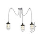 2/3/6-Bulb Clear Glass Multi Ceiling Light Industrial Black Caged Restaurant Swag Pendulum Lamp Clearhalo 'Ceiling Lights' 'Glass shade' 'Glass' 'Industrial Pendants' 'Industrial' 'Middle Century Pendants' 'Pendant Lights' 'Pendants' 'Tiffany' Lighting' 758692
