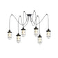2/3/6-Bulb Clear Glass Multi Ceiling Light Industrial Black Caged Restaurant Swag Pendulum Lamp Clearhalo 'Ceiling Lights' 'Glass shade' 'Glass' 'Industrial Pendants' 'Industrial' 'Middle Century Pendants' 'Pendant Lights' 'Pendants' 'Tiffany' Lighting' 758695