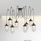 2/3/6-Bulb Clear Glass Multi Ceiling Light Industrial Black Caged Restaurant Swag Pendulum Lamp Clearhalo 'Ceiling Lights' 'Glass shade' 'Glass' 'Industrial Pendants' 'Industrial' 'Middle Century Pendants' 'Pendant Lights' 'Pendants' 'Tiffany' Lighting' 758699