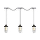 Black 3/5/7 Heads Multi Light Chandelier Farmhouse Clear Glass Cage Tandem Ceiling Lamp Clearhalo 'Ceiling Lights' 'Close To Ceiling Lights' 'Glass shade' 'Glass' 'Industrial Pendants' 'Industrial' 'Middle Century Pendants' 'Pendant Lights' 'Pendants' 'Tiffany' Lighting' 758704