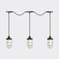 Black 3/5/7 Heads Multi Light Chandelier Farmhouse Clear Glass Cage Tandem Ceiling Lamp Clearhalo 'Ceiling Lights' 'Close To Ceiling Lights' 'Glass shade' 'Glass' 'Industrial Pendants' 'Industrial' 'Middle Century Pendants' 'Pendant Lights' 'Pendants' 'Tiffany' Lighting' 758705