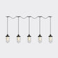 Black 3/5/7 Heads Multi Light Chandelier Farmhouse Clear Glass Cage Tandem Ceiling Lamp Clearhalo 'Ceiling Lights' 'Close To Ceiling Lights' 'Glass shade' 'Glass' 'Industrial Pendants' 'Industrial' 'Middle Century Pendants' 'Pendant Lights' 'Pendants' 'Tiffany' Lighting' 758710