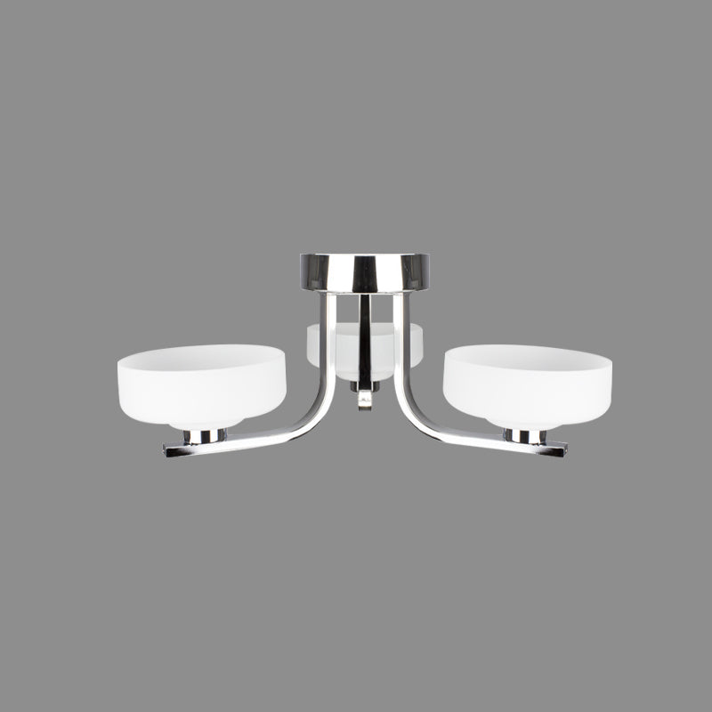 Bowl White Glass Semi Flushmount Modernist 3 Heads Chrome Finish LED Flush Ceiling Light Fixture Clearhalo 'Ceiling Lights' 'Close To Ceiling Lights' 'Close to ceiling' 'Glass shade' 'Glass' 'Semi-flushmount' Lighting' 758851