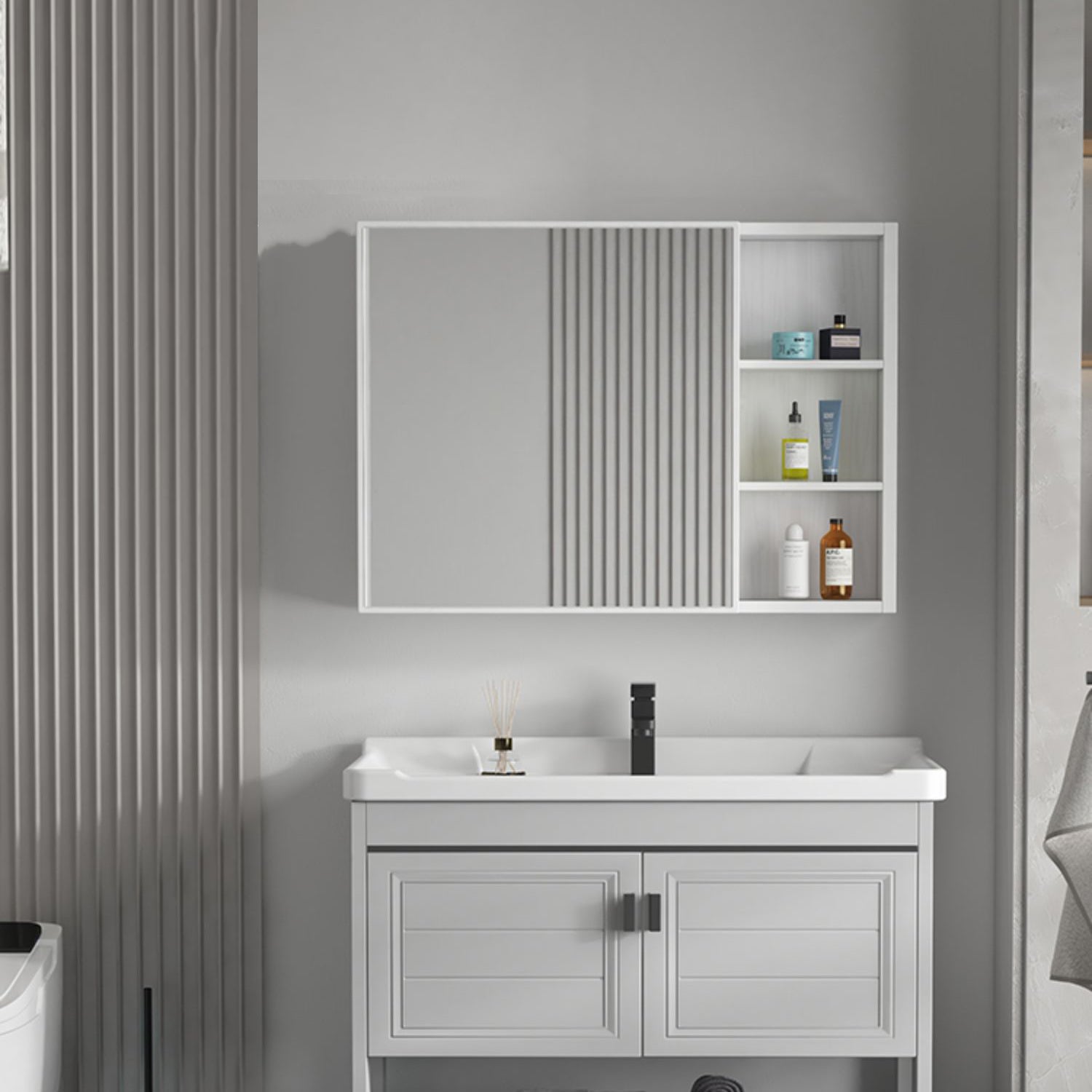 Modern Bathroom Vanity Freestanding Faucet Included Bathroom Sink Vanity Clearhalo 'Bathroom Remodel & Bathroom Fixtures' 'Bathroom Vanities' 'bathroom_vanities' 'Home Improvement' 'home_improvement' 'home_improvement_bathroom_vanities' 7588719