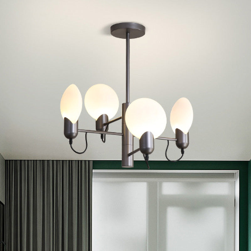 Silver Gray Oval Semi Flush Mount Modernism 4 Bulbs Opal Glass Close to Ceiling Light for Bedroom Silver Gray Clearhalo 'Ceiling Lights' 'Close To Ceiling Lights' 'Close to ceiling' 'Glass shade' 'Glass' 'Island Lights' 'Semi-flushmount' Lighting' 758879