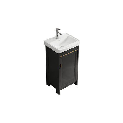 Rectangular Bathroom Vanity Single-Sink Glam Black Freestanding Vanity Set Vanity & Faucet 17"L x 14"W x 32"H Towel Bar Not Included Clearhalo 'Bathroom Remodel & Bathroom Fixtures' 'Bathroom Vanities' 'bathroom_vanities' 'Home Improvement' 'home_improvement' 'home_improvement_bathroom_vanities' 7588804