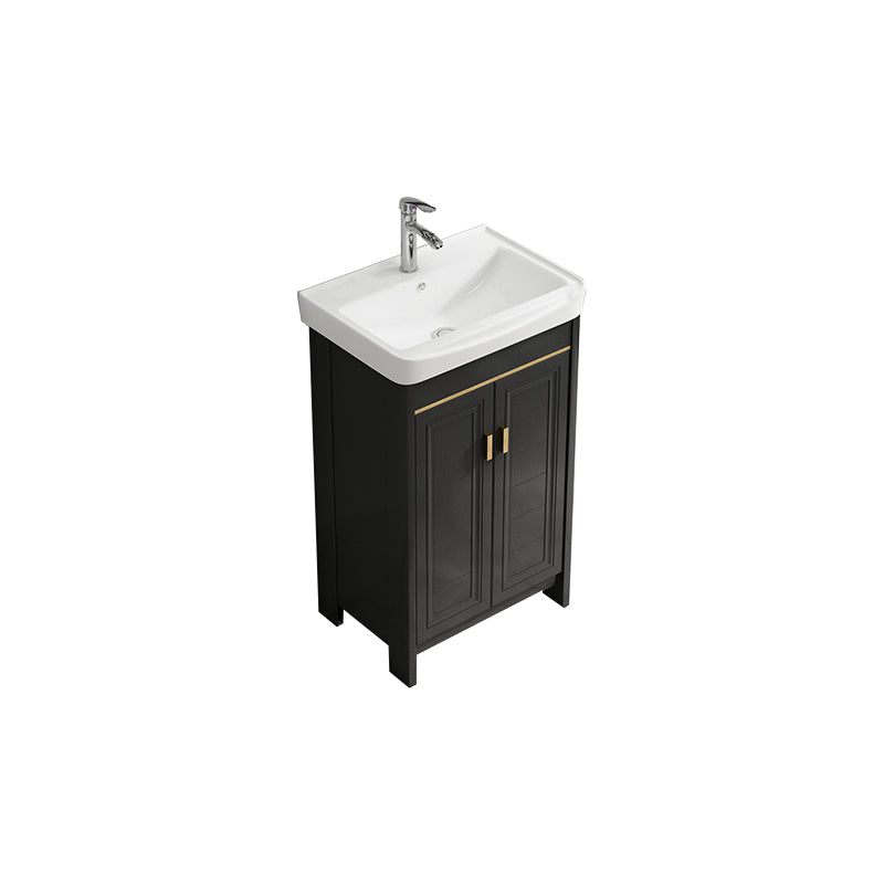 Rectangular Bathroom Vanity Single-Sink Glam Black Freestanding Vanity Set Vanity & Faucet 20"L x 14"W x 32"H Towel Bar Not Included Clearhalo 'Bathroom Remodel & Bathroom Fixtures' 'Bathroom Vanities' 'bathroom_vanities' 'Home Improvement' 'home_improvement' 'home_improvement_bathroom_vanities' 7588805