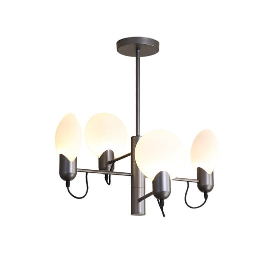 Silver Gray Oval Semi Flush Mount Modernism 4 Bulbs Opal Glass Close to Ceiling Light for Bedroom Clearhalo 'Ceiling Lights' 'Close To Ceiling Lights' 'Close to ceiling' 'Glass shade' 'Glass' 'Island Lights' 'Semi-flushmount' Lighting' 758881