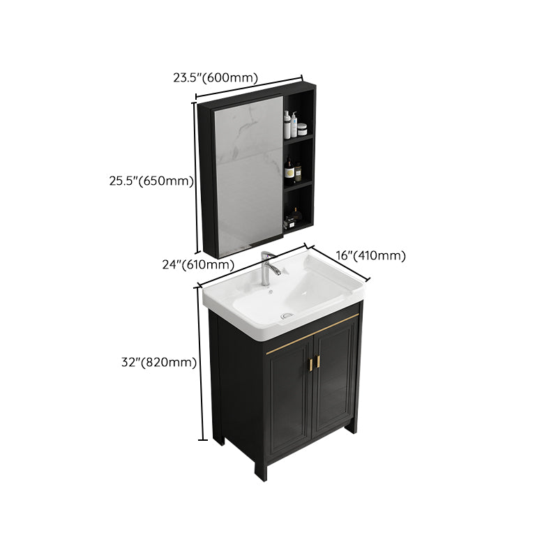 Rectangular Bathroom Vanity Single-Sink Glam Black Freestanding Vanity Set Clearhalo 'Bathroom Remodel & Bathroom Fixtures' 'Bathroom Vanities' 'bathroom_vanities' 'Home Improvement' 'home_improvement' 'home_improvement_bathroom_vanities' 7588823