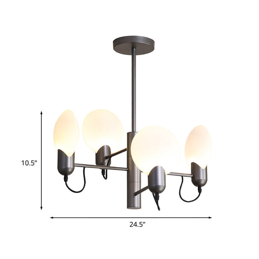 Silver Gray Oval Semi Flush Mount Modernism 4 Bulbs Opal Glass Close to Ceiling Light for Bedroom Clearhalo 'Ceiling Lights' 'Close To Ceiling Lights' 'Close to ceiling' 'Glass shade' 'Glass' 'Island Lights' 'Semi-flushmount' Lighting' 758882