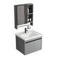 Single Sink Bathroom Vanity Modern Metal Frame Gray Rectangular Vanity Set Vanity & Faucet & Mirror Cabinet 24"L x 19"W x 17"H White Clearhalo 'Bathroom Remodel & Bathroom Fixtures' 'Bathroom Vanities' 'bathroom_vanities' 'Home Improvement' 'home_improvement' 'home_improvement_bathroom_vanities' 7588862