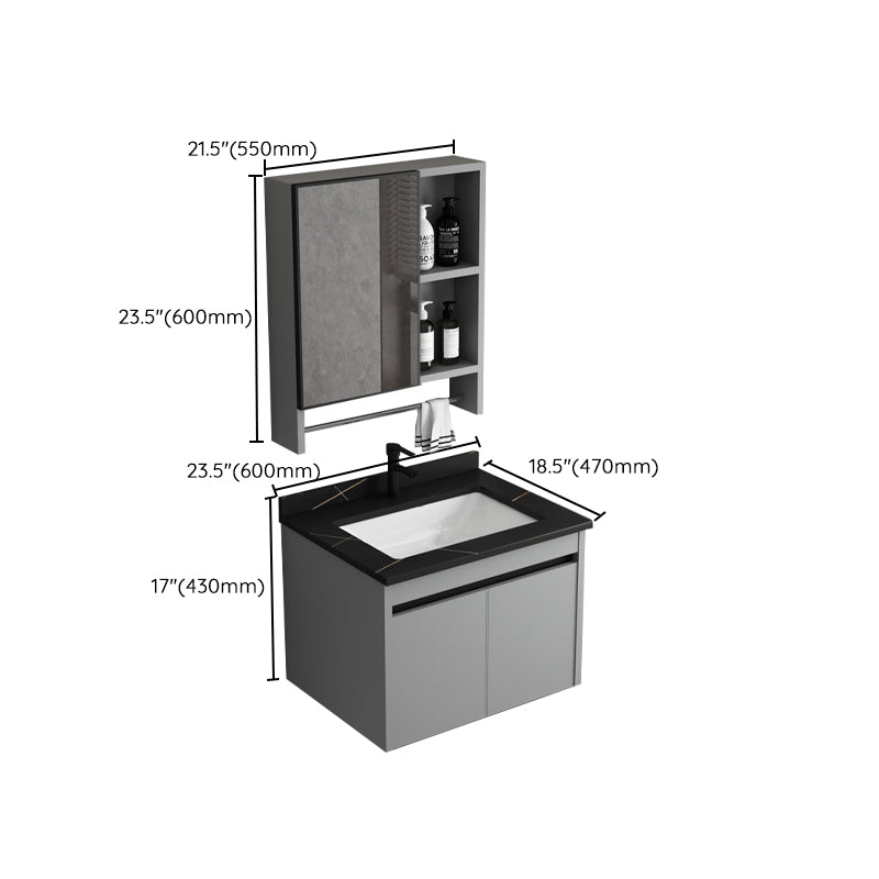 Single Sink Bathroom Vanity Modern Metal Frame Gray Rectangular Vanity Set Clearhalo 'Bathroom Remodel & Bathroom Fixtures' 'Bathroom Vanities' 'bathroom_vanities' 'Home Improvement' 'home_improvement' 'home_improvement_bathroom_vanities' 7588883