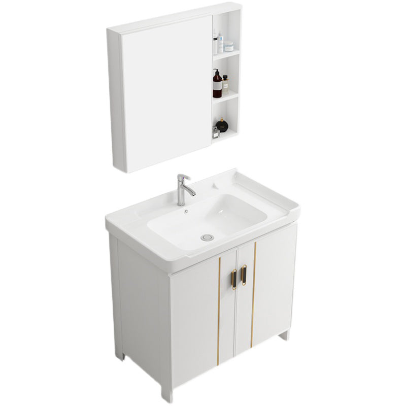 Modern Bathroom Vanity White Metal Frame Single-Sink Wall Mount Vanity Set Clearhalo 'Bathroom Remodel & Bathroom Fixtures' 'Bathroom Vanities' 'bathroom_vanities' 'Home Improvement' 'home_improvement' 'home_improvement_bathroom_vanities' 7588899