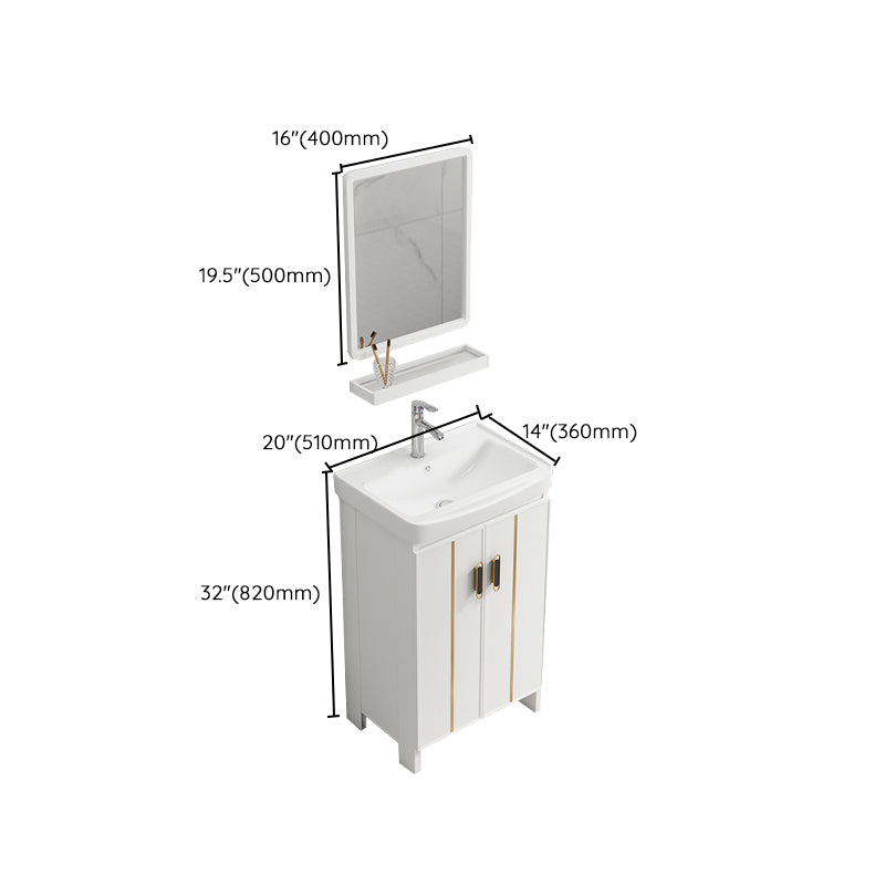 Modern Bathroom Vanity White Metal Frame Single-Sink Wall Mount Vanity Set Clearhalo 'Bathroom Remodel & Bathroom Fixtures' 'Bathroom Vanities' 'bathroom_vanities' 'Home Improvement' 'home_improvement' 'home_improvement_bathroom_vanities' 7588927