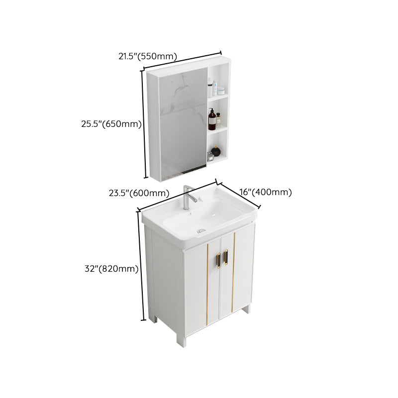 Modern Bathroom Vanity White Metal Frame Single-Sink Wall Mount Vanity Set Clearhalo 'Bathroom Remodel & Bathroom Fixtures' 'Bathroom Vanities' 'bathroom_vanities' 'Home Improvement' 'home_improvement' 'home_improvement_bathroom_vanities' 7588932