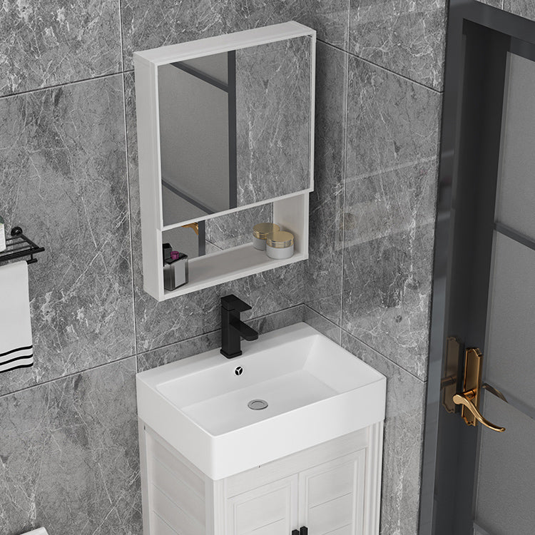 Rectangular Modern Bathroom Vanity White Metal Frame Single-Sink Vanity Set Clearhalo 'Bathroom Remodel & Bathroom Fixtures' 'Bathroom Vanities' 'bathroom_vanities' 'Home Improvement' 'home_improvement' 'home_improvement_bathroom_vanities' 7588994