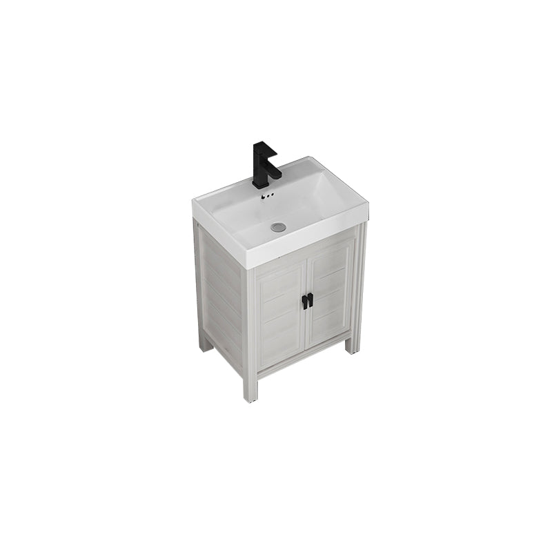 Rectangular Modern Bathroom Vanity White Metal Frame Single-Sink Vanity Set Vanity & Faucet 20"L x 15"W x 32"H Clearhalo 'Bathroom Remodel & Bathroom Fixtures' 'Bathroom Vanities' 'bathroom_vanities' 'Home Improvement' 'home_improvement' 'home_improvement_bathroom_vanities' 7589017