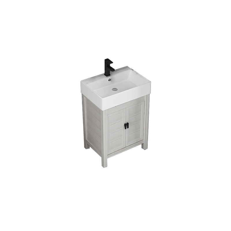 Rectangular Modern Bathroom Vanity White Metal Frame Single-Sink Vanity Set Vanity & Faucet 20"L x 17"W x 33"H Clearhalo 'Bathroom Remodel & Bathroom Fixtures' 'Bathroom Vanities' 'bathroom_vanities' 'Home Improvement' 'home_improvement' 'home_improvement_bathroom_vanities' 7589018