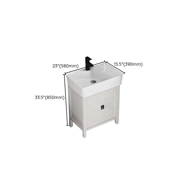 Rectangular Modern Bathroom Vanity White Metal Frame Single-Sink Vanity Set Clearhalo 'Bathroom Remodel & Bathroom Fixtures' 'Bathroom Vanities' 'bathroom_vanities' 'Home Improvement' 'home_improvement' 'home_improvement_bathroom_vanities' 7589028