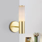 Frosted Glass Tube Reading Wall Lighting Post Modern 1 Light Gold LED Wall Mounted Lamp Clearhalo 'Cast Iron' 'Glass' 'Industrial' 'Modern wall lights' 'Modern' 'Tiffany' 'Traditional wall lights' 'Wall Lamps & Sconces' 'Wall Lights' Lighting' 758903