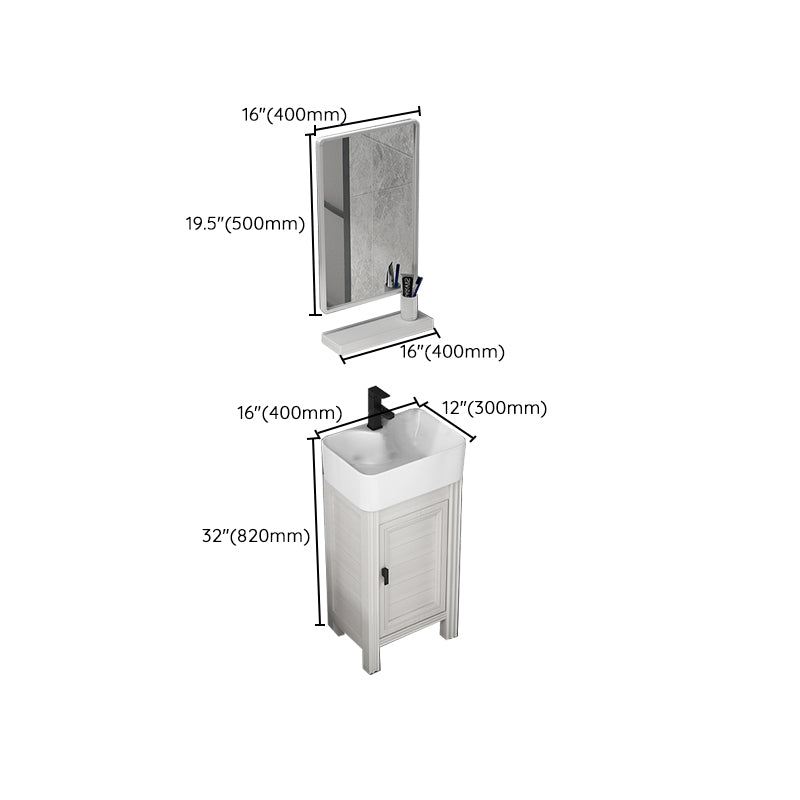 Rectangular Modern Bathroom Vanity White Metal Frame Single-Sink Vanity Set Clearhalo 'Bathroom Remodel & Bathroom Fixtures' 'Bathroom Vanities' 'bathroom_vanities' 'Home Improvement' 'home_improvement' 'home_improvement_bathroom_vanities' 7589031