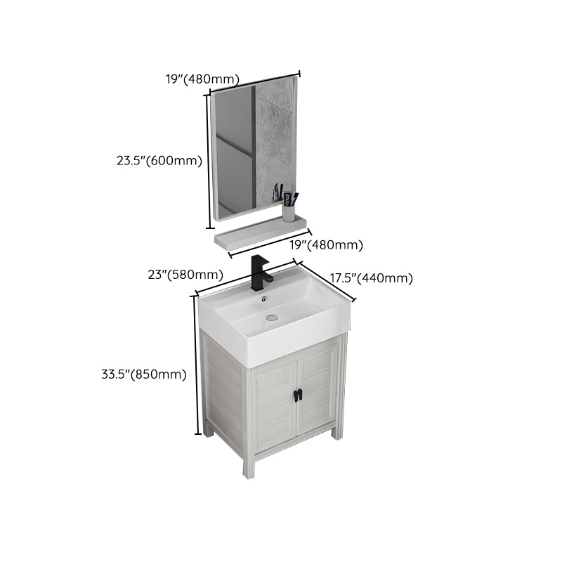Rectangular Modern Bathroom Vanity White Metal Frame Single-Sink Vanity Set Clearhalo 'Bathroom Remodel & Bathroom Fixtures' 'Bathroom Vanities' 'bathroom_vanities' 'Home Improvement' 'home_improvement' 'home_improvement_bathroom_vanities' 7589035