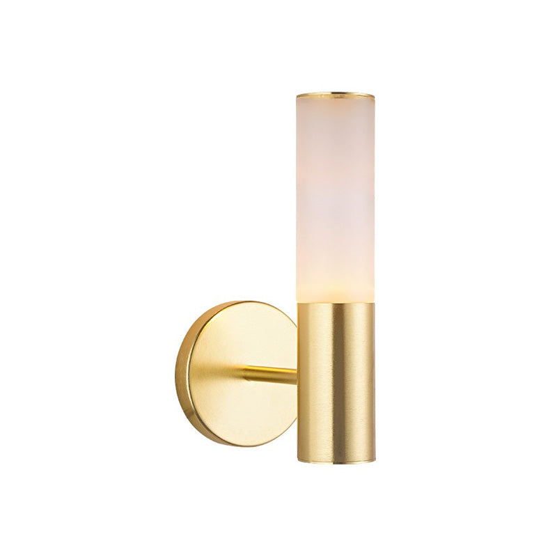 Frosted Glass Tube Reading Wall Lighting Post Modern 1 Light Gold LED Wall Mounted Lamp Clearhalo 'Cast Iron' 'Glass' 'Industrial' 'Modern wall lights' 'Modern' 'Tiffany' 'Traditional wall lights' 'Wall Lamps & Sconces' 'Wall Lights' Lighting' 758904