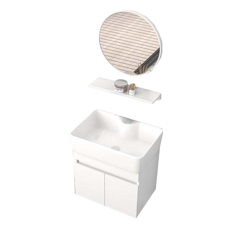 Rectangular Single Sink Bathroom Vanity Modern White Wall Mount Vanity Set Vanity & Mirror 23"L x 15"W x 21"H Clearhalo 'Bathroom Remodel & Bathroom Fixtures' 'Bathroom Vanities' 'bathroom_vanities' 'Home Improvement' 'home_improvement' 'home_improvement_bathroom_vanities' 7589061