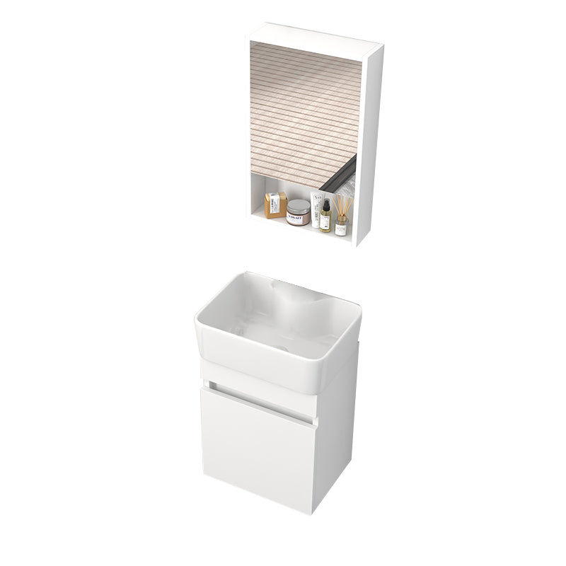 Rectangular Single Sink Bathroom Vanity Modern White Wall Mount Vanity Set Vanity & Mirror Cabinet 16"L x 12"W x 21"H Clearhalo 'Bathroom Remodel & Bathroom Fixtures' 'Bathroom Vanities' 'bathroom_vanities' 'Home Improvement' 'home_improvement' 'home_improvement_bathroom_vanities' 7589066