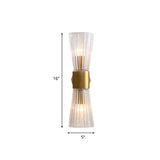 Hourglass Shape Wall Sconce Lighting Postmodern Clear Prismatic Glass 2 Heads Brass Up-Down Wall Lamp Clearhalo 'Cast Iron' 'Glass' 'Industrial' 'Modern wall lights' 'Modern' 'Tiffany' 'Traditional wall lights' 'Wall Lamps & Sconces' 'Wall Lights' Lighting' 758909