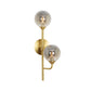 Sphere Bathroom Wall Mount Light Amber/Smoke Gray Glass 2-Head Brass Finish LED Wall Sconce Clearhalo 'Cast Iron' 'Glass' 'Industrial' 'Modern wall lights' 'Modern' 'Tiffany' 'Traditional wall lights' 'Wall Lamps & Sconces' 'Wall Lights' Lighting' 758935