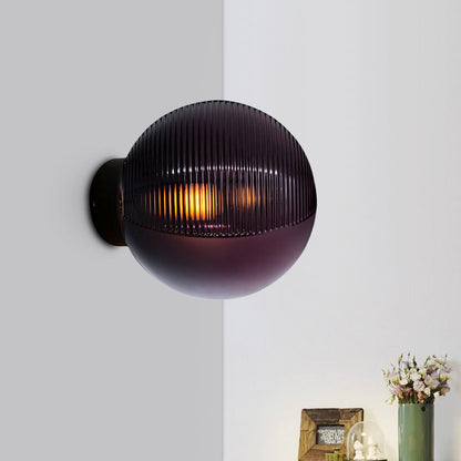 Global Living Room Wall Mount Lighting Dark Purple Glass 1-Light Modern Wall Sconce Lamp Dark Purple Clearhalo 'Cast Iron' 'Glass' 'Industrial' 'Modern wall lights' 'Modern' 'Tiffany' 'Traditional wall lights' 'Wall Lamps & Sconces' 'Wall Lights' Lighting' 758949