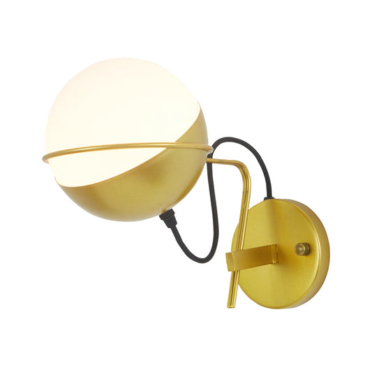 Gold Ball Wall Sconce Lighting Post Modern 1 Light Metallic Wall Lamp Fixture with Loop Clearhalo 'Cast Iron' 'Glass' 'Industrial' 'Modern wall lights' 'Modern' 'Tiffany' 'Traditional wall lights' 'Wall Lamps & Sconces' 'Wall Lights' Lighting' 759023