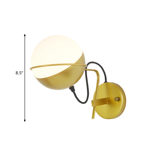Gold Ball Wall Sconce Lighting Post Modern 1 Light Metallic Wall Lamp Fixture with Loop Clearhalo 'Cast Iron' 'Glass' 'Industrial' 'Modern wall lights' 'Modern' 'Tiffany' 'Traditional wall lights' 'Wall Lamps & Sconces' 'Wall Lights' Lighting' 759024