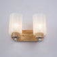 White Glass Cylinder Wall Light Sconce Modern 2 Heads Wood Wall Mount Lamp Fixture with Rose Pattern Clearhalo 'Modern wall lights' 'Modern' 'Wall Lamps & Sconces' 'Wall Lights' Lighting' 759043
