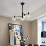 Black Oval Semi Mount Lighting Modern 4 Bulbs Clear Dimpled Glass LED Close to Ceiling Lamp Black Clearhalo 'Ceiling Lights' 'Close To Ceiling Lights' 'Close to ceiling' 'Glass shade' 'Glass' 'Semi-flushmount' Lighting' 759098