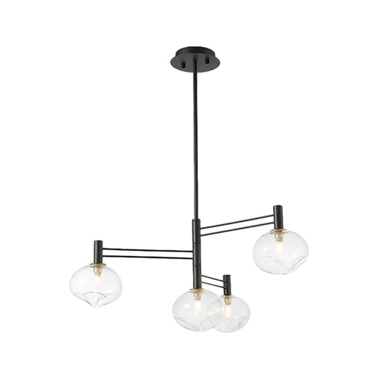 Black Oval Semi Mount Lighting Modern 4 Bulbs Clear Dimpled Glass LED Close to Ceiling Lamp Clearhalo 'Ceiling Lights' 'Close To Ceiling Lights' 'Close to ceiling' 'Glass shade' 'Glass' 'Semi-flushmount' Lighting' 759100