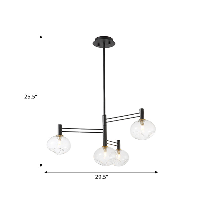 Black Oval Semi Mount Lighting Modern 4 Bulbs Clear Dimpled Glass LED Close to Ceiling Lamp Clearhalo 'Ceiling Lights' 'Close To Ceiling Lights' 'Close to ceiling' 'Glass shade' 'Glass' 'Semi-flushmount' Lighting' 759101