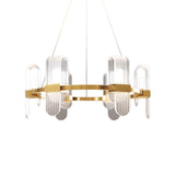 Bend Rectangle Panel Chandelier Lighting Modernist Acrylic 6-Light Gold LED Ceiling Pendant Lamp Clearhalo 'Ceiling Lights' 'Chandeliers' 'Modern Chandeliers' 'Modern' Lighting' 759103