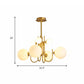 Frosted White Glass Sphere Pendant Light Designer 8 Heads Hanging Chandelier in Brass Clearhalo 'Ceiling Lights' 'Chandeliers' 'Modern Chandeliers' 'Modern' Lighting' 759129
